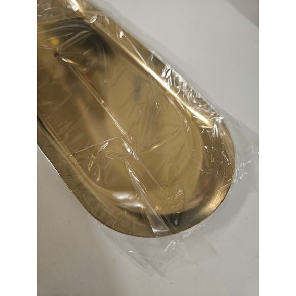 Simple 8.75" Oval Stainless Steel Jewelry Vanity Display Tray Organizer, Gold - Picture 2 of 8